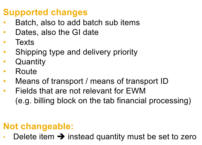 SAP EWM 9.5 - Change outbound delivery after replication